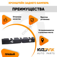 Кронштейн заднего бампера правый Renault Logan 1 (2005-2013) боковой KUZOVIK